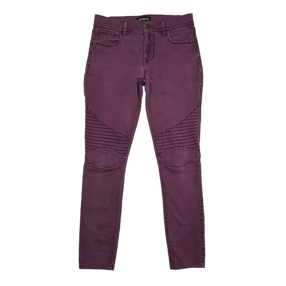 Express Mid-Rise Legging Moto Pant Maroon Burgundy Jegging Size 4 - Picture 1 of 8